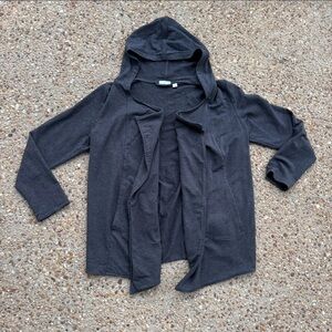 Pure Jill Hooded Gray Casual Open Front Cardigan Size XS